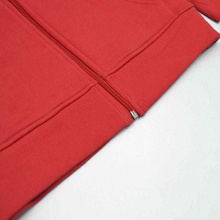 Red Zipper Hoodie for Men (Fleece) - IndusRobe