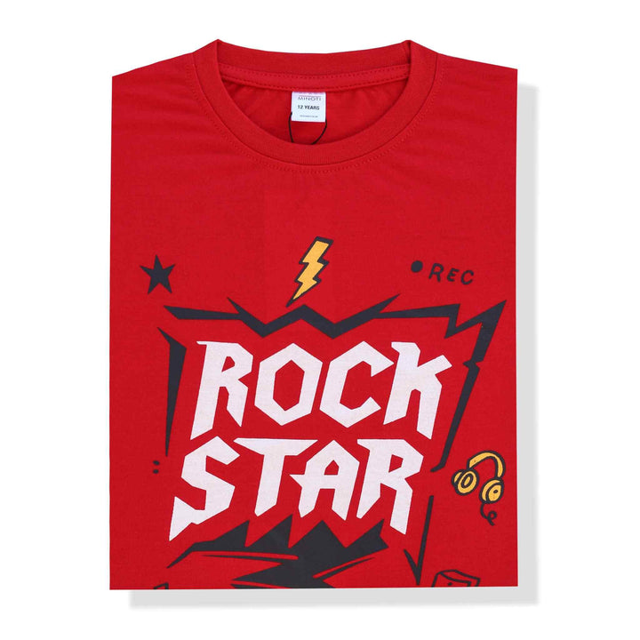 Rock Star Red T-shirt for Boys - IndusRobe