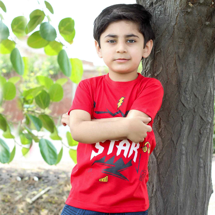 Rock Star Red T-shirt for Boys - IndusRobe
