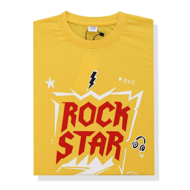 Rock Star Yellow T-shirt for Boys - IndusRobe