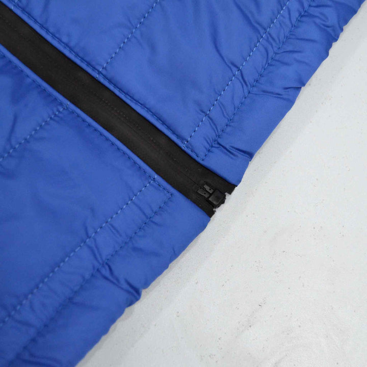 Royal Blue Sleeveless Puffer Jacket for Boys With Black & White Panel - IndusRobe