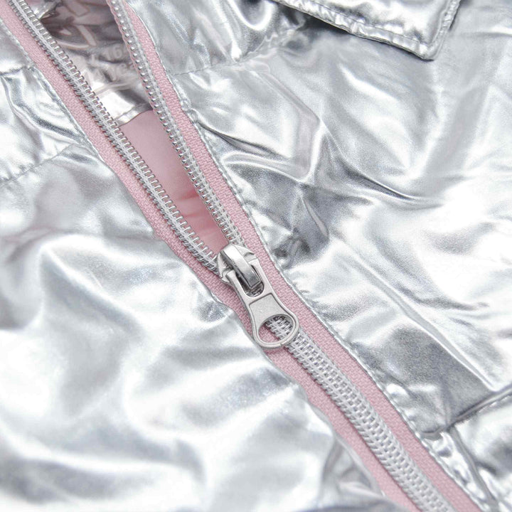 Silver Foil Effect Puffer Jacket for Girls - IndusRobe