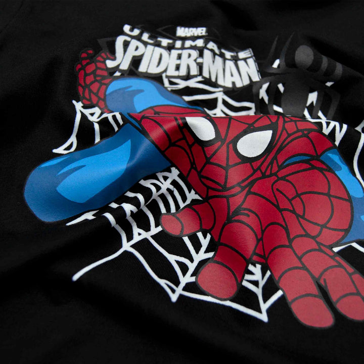 Black T-Shirt for Boys with Spider Man Print - IndusRobe