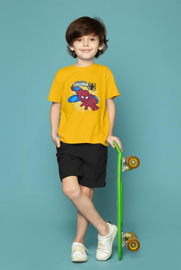 Yellow T-Shirt for Boys with Spider Man Print