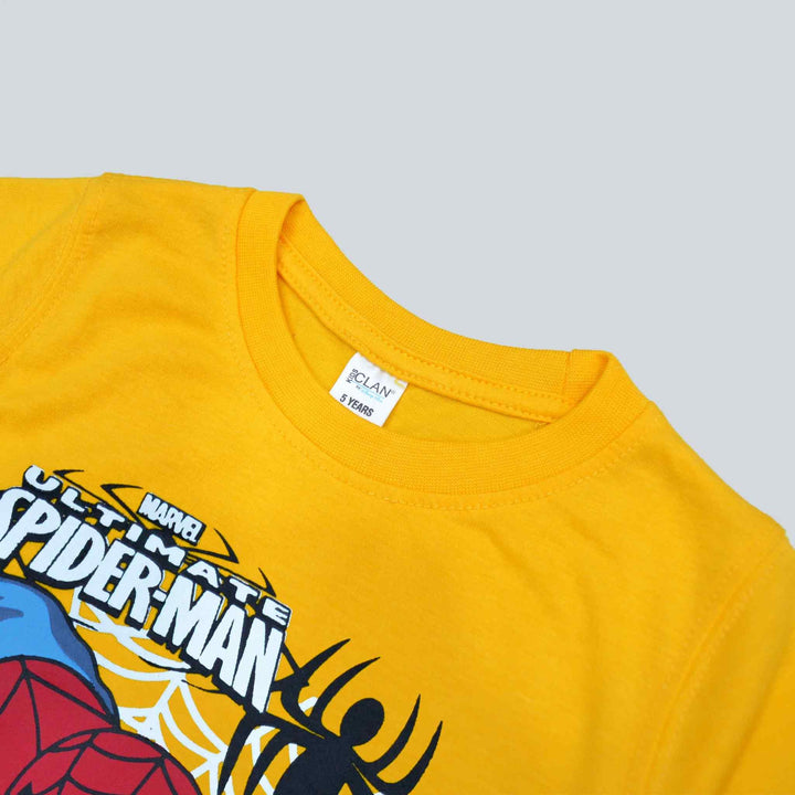 Yellow T-Shirt for Boys with Spider Man Print - IndusRobe