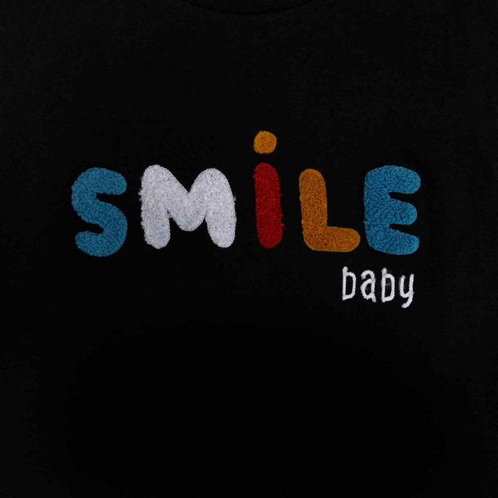 Black With Smile Baby Printed T- Shirt for Boys - IndusRobe