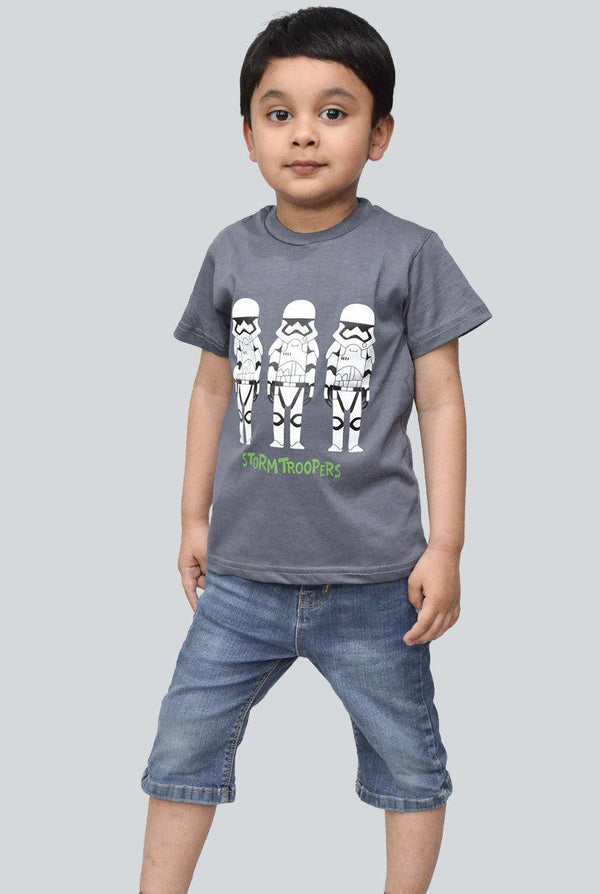 Grey Printed T-Shirt for Boys