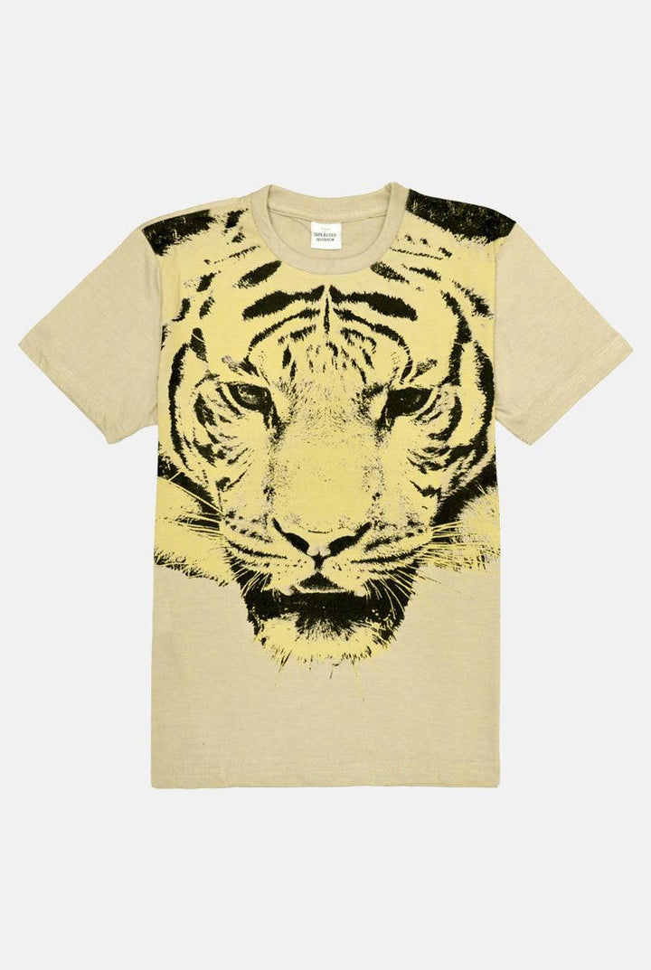 Light Brown With Lion Printed T- Shirt for Boys