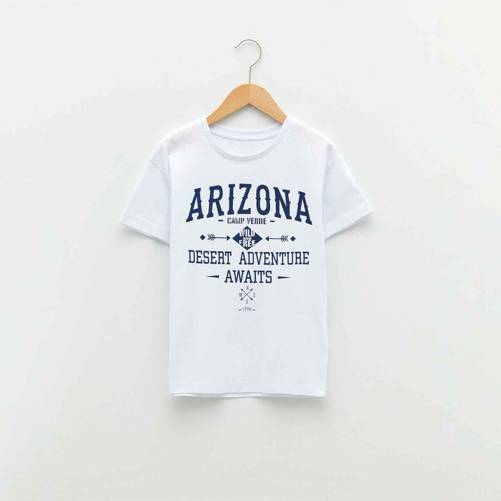 White T-Shirt for Boys with ARIZONA Print - IndusRobe