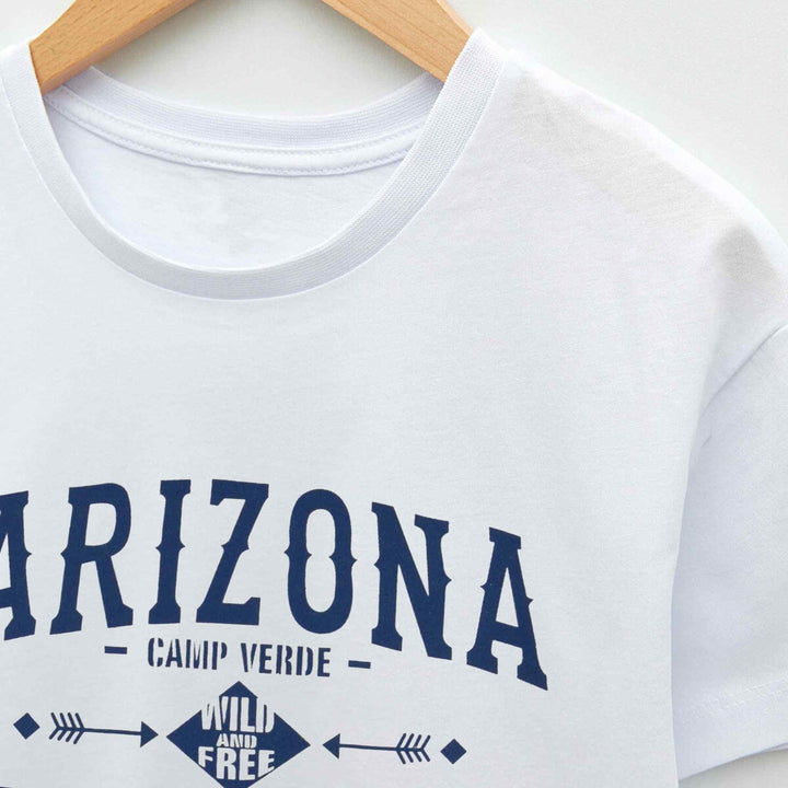 White T-Shirt for Boys with ARIZONA Print - IndusRobe