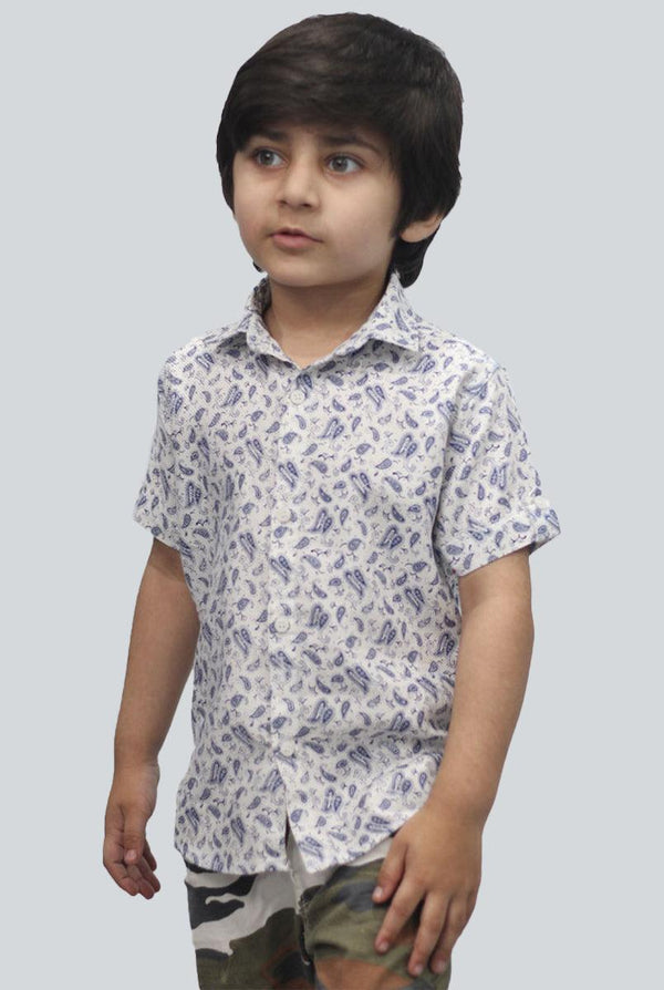 White floral casual shirt for kids