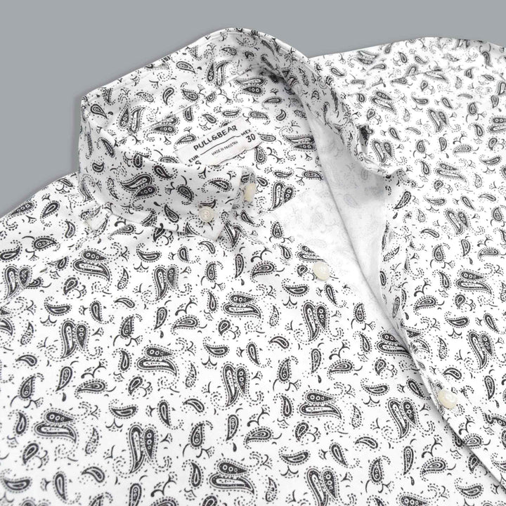 Full Pattern White Printed Casual Shirt for Men - IndusRobe