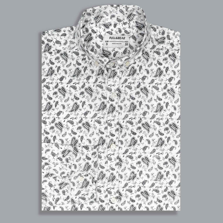 Full Pattern White Printed Casual Shirt for Men - IndusRobe