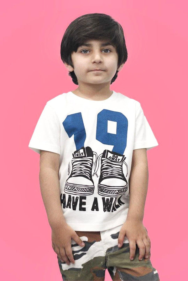 White Printed T-Shirt for Boys - IndusRobe
