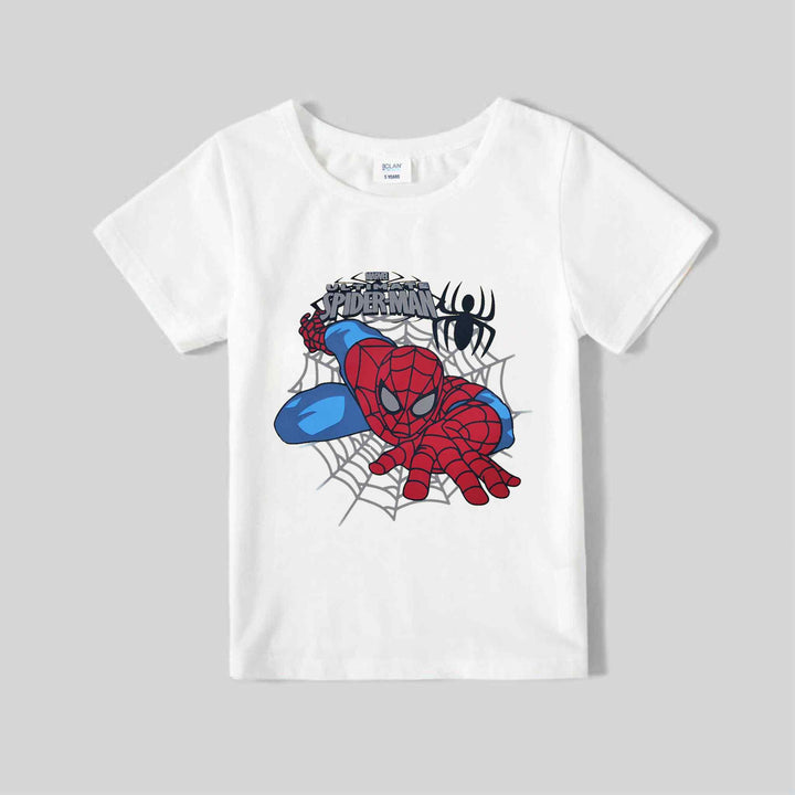 White T-Shirt for Boys with Spider Man Print - IndusRobe