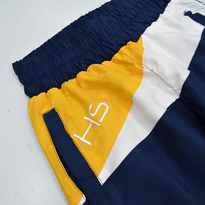 White with Yellow & Blue Panel Track Suit for Men - IndusRobe