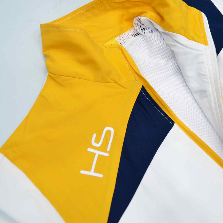 White with Yellow & Blue Panel Track Suit for Men - IndusRobe