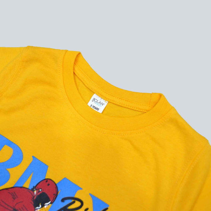 Yellow T-Shirt for Boys with BMX Ride Print - IndusRobe
