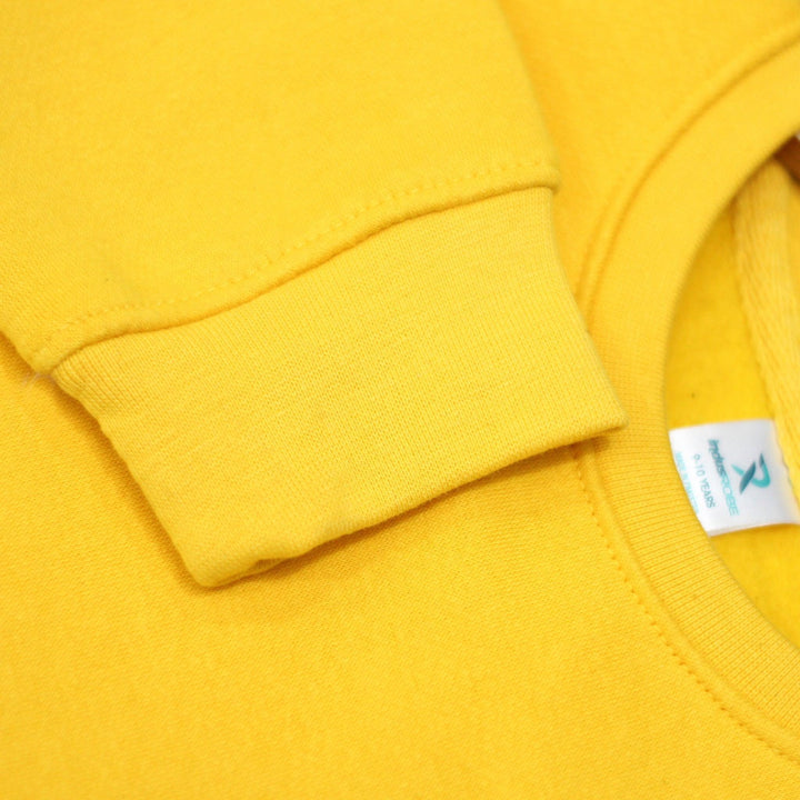 Yellow with Happy Little Girl Print Sweatshirt for Girls (Fleece)