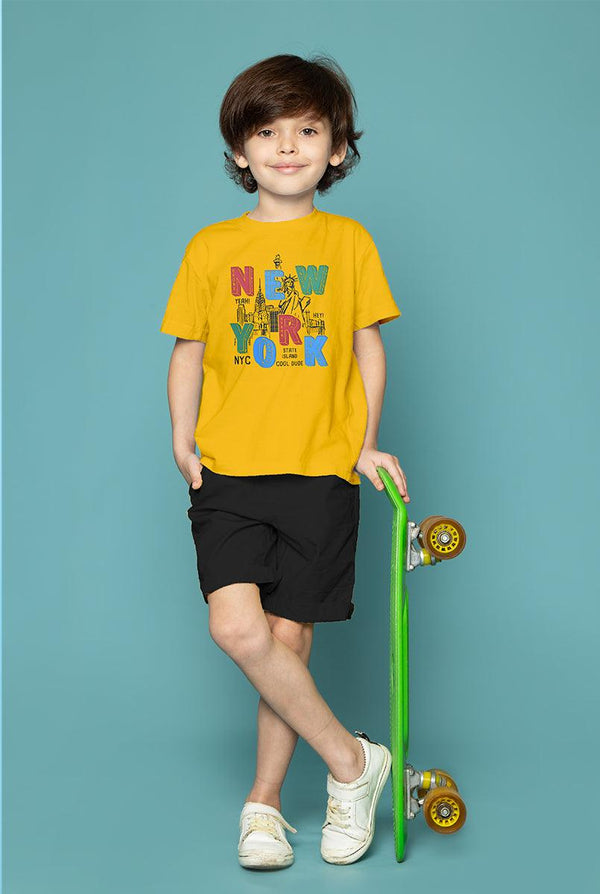Yellow T-Shirt for Boys with New York Print\
