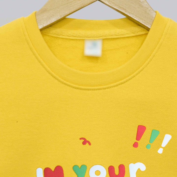 Yellow Printed Sweatshirt for Boys (Fleece) - IndusRobe