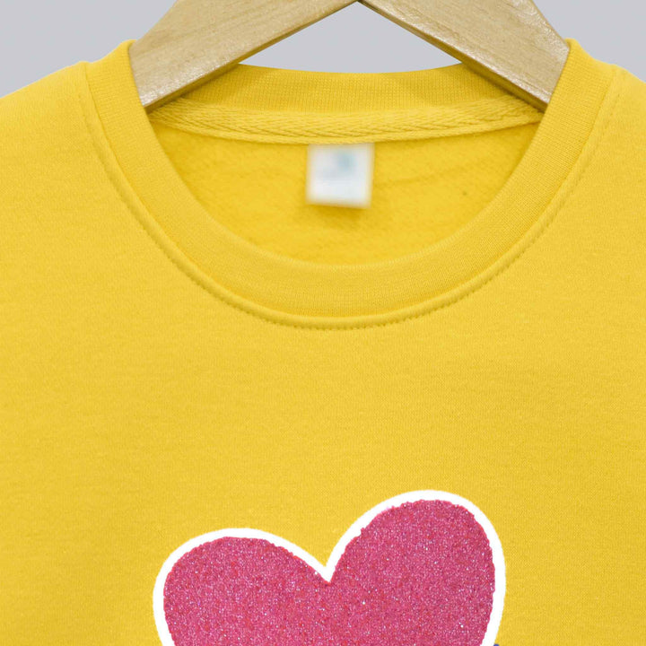 Yellow Printed Sweatshirt for Girls (Fleece) - IndusRobe