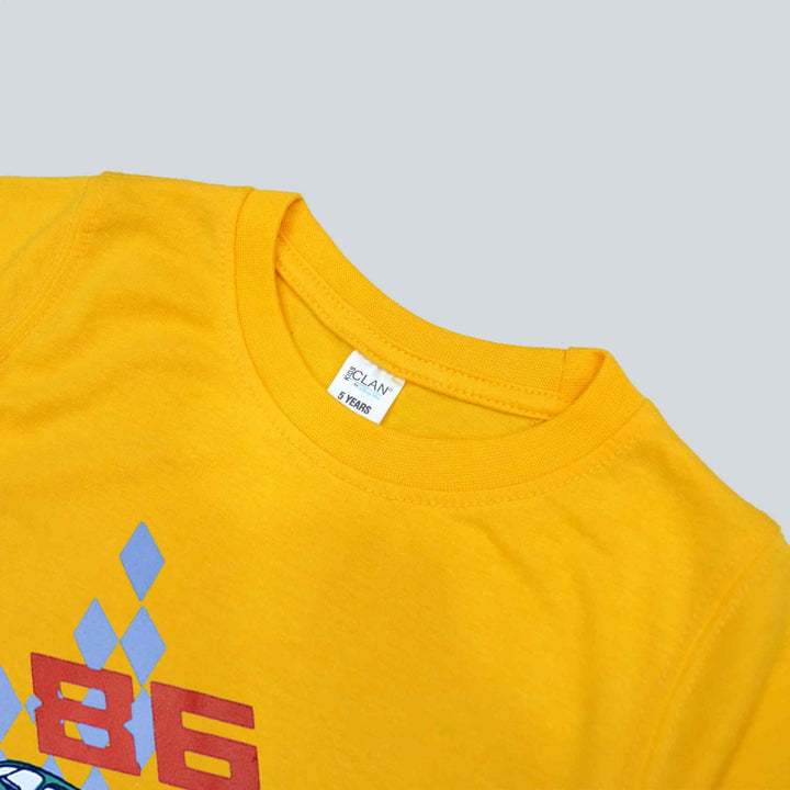 Yellow Printed T-Shirt for Boys - IndusRobe