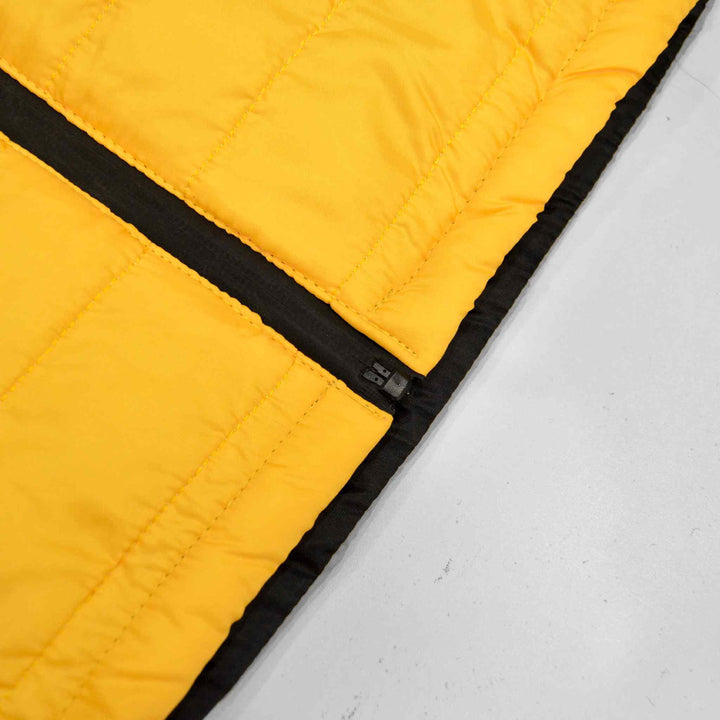 Yellow Sleeveless Puffer Jacket for Boys With Black & White Panel - IndusRobe