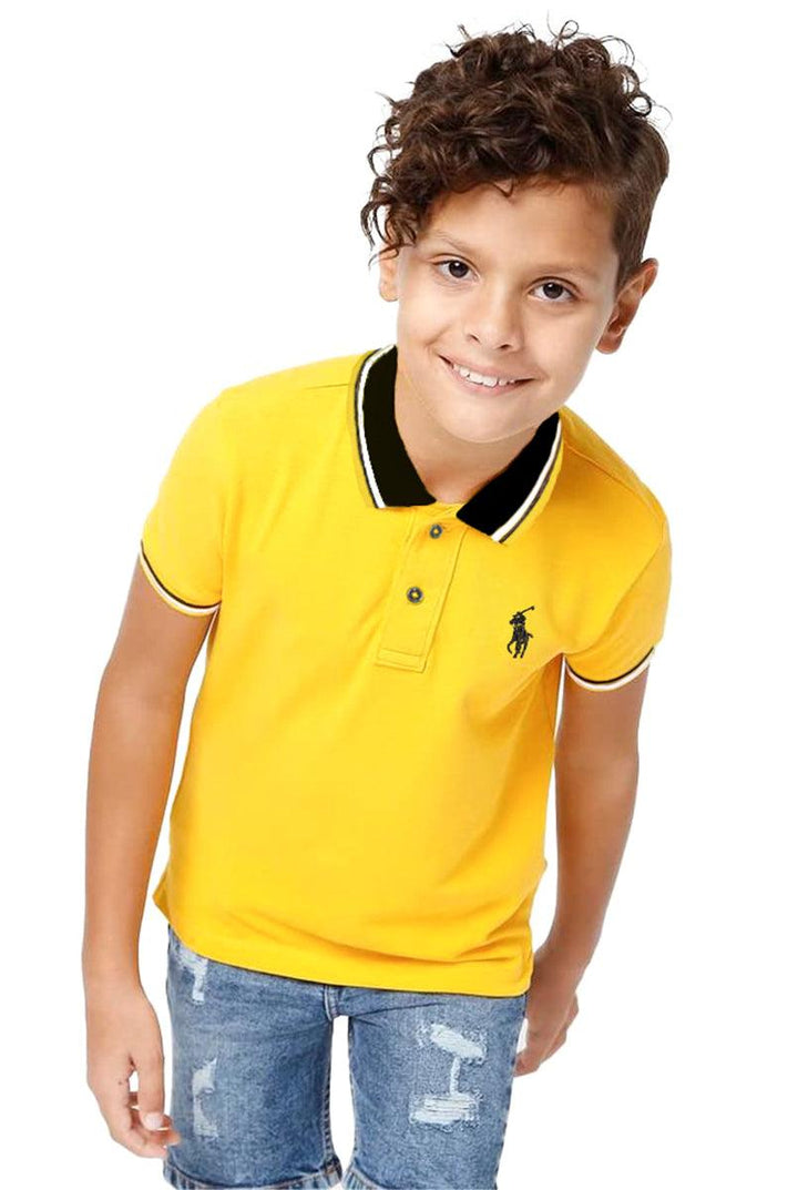 Yellow Stylish Polo Shirt for Boys - IndusRobe