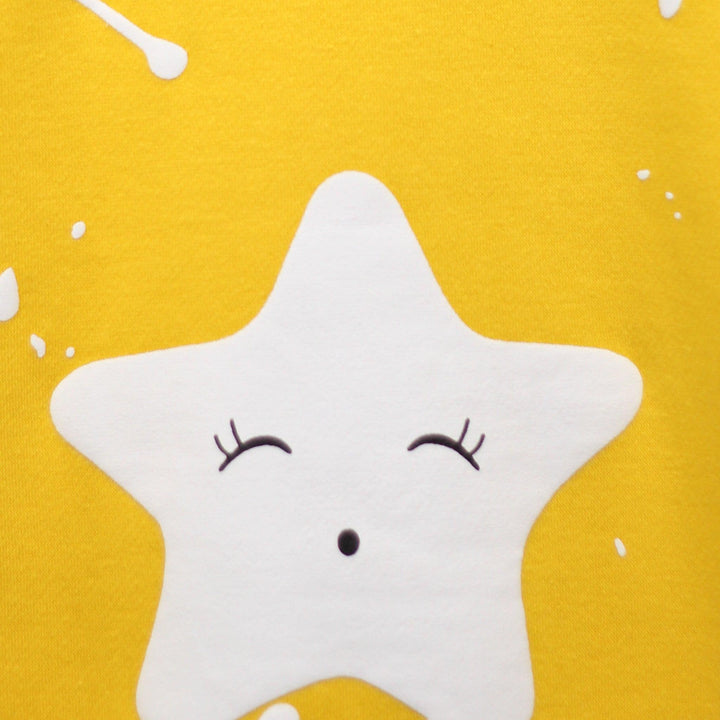 Yellow With Star Print Sweatshirt for Boys (Fleece)